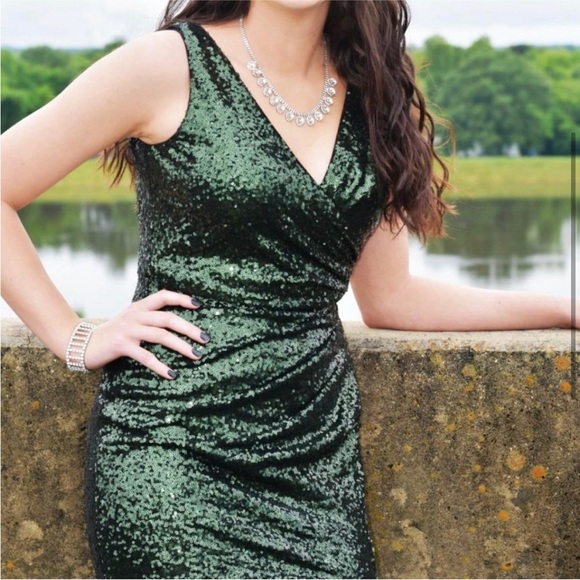 JJs House Green Sequin Evening Dress - Picture 2 of 8